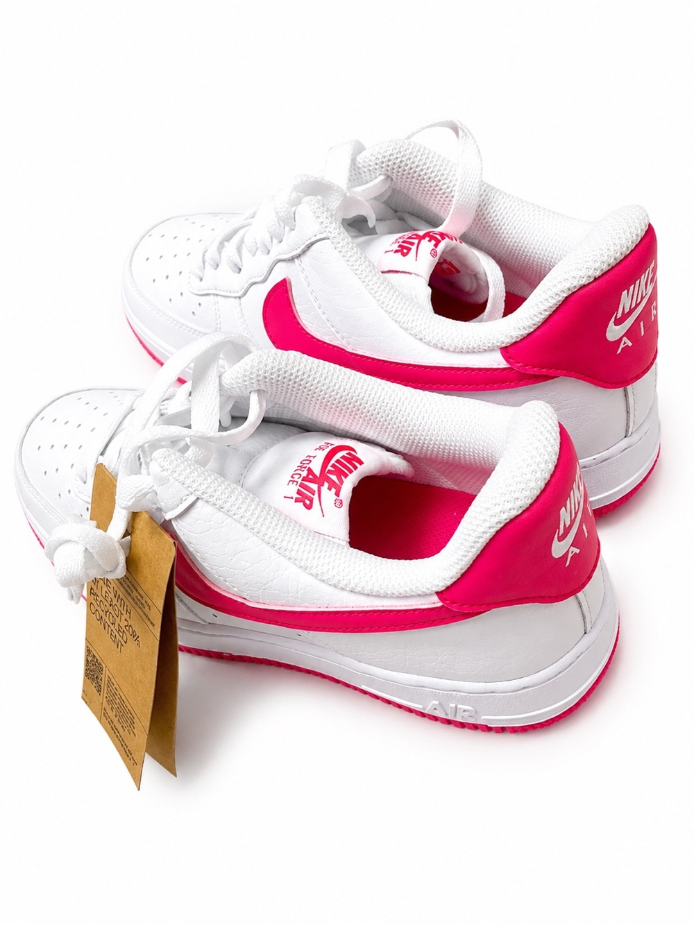 Nike White Sneakers with Hot Pink Swoosh - Picture 2 of 3